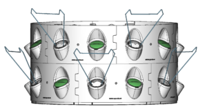 6 grow space configuration with covers and optional trellises.