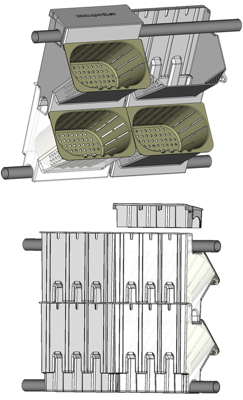 Backside and front view of a mounted aponix Wall System with pipes.