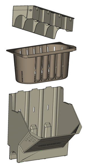 Main parts of the aponix Wall System - Module, Pot Insert and Lid.